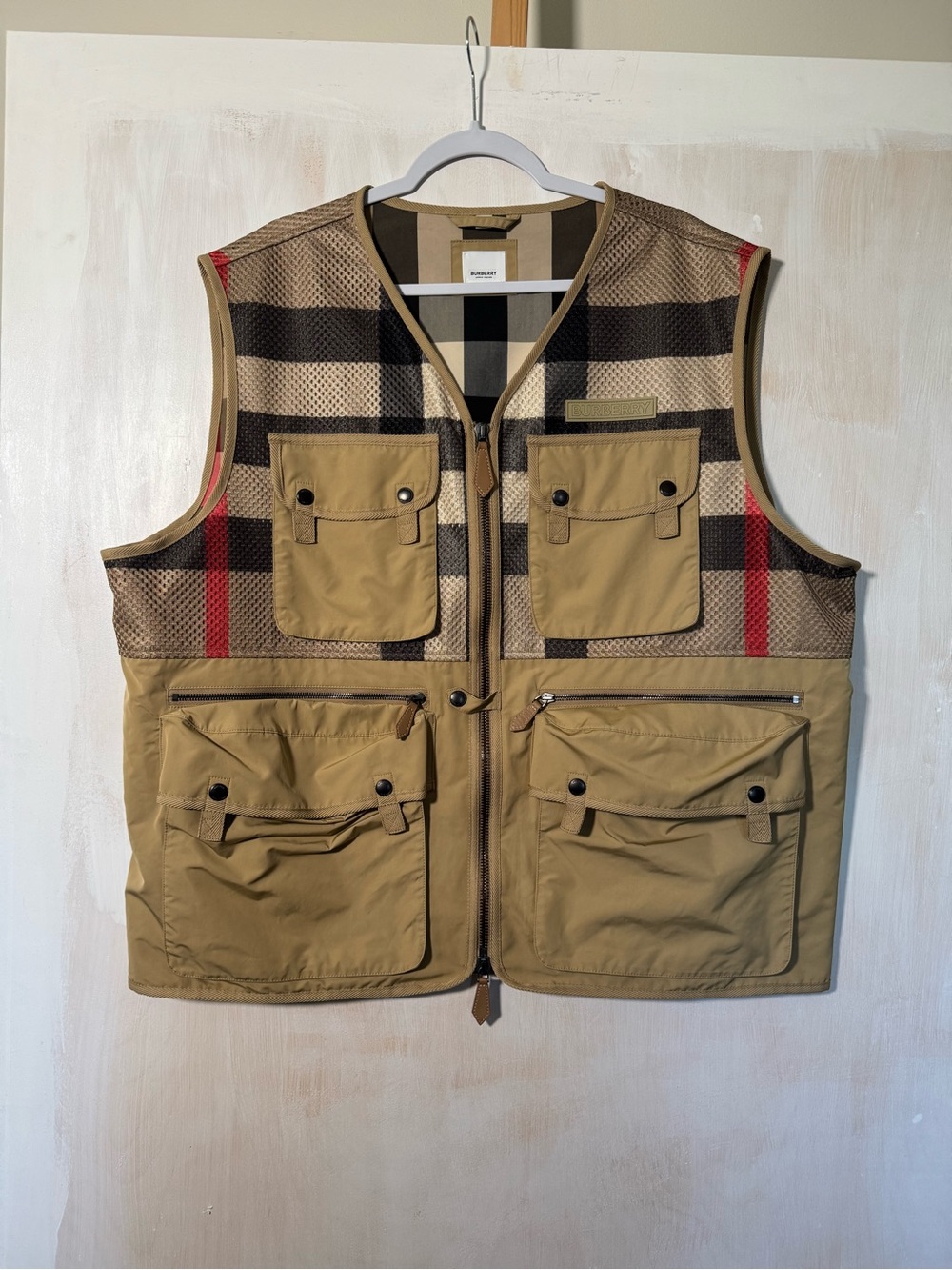 Burberry Finmere Check Mesh Utility Vest Size XXXL